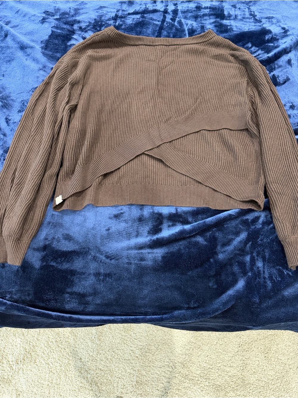lululemon athletica Brown Cropped Ribbed Crossover Sweater